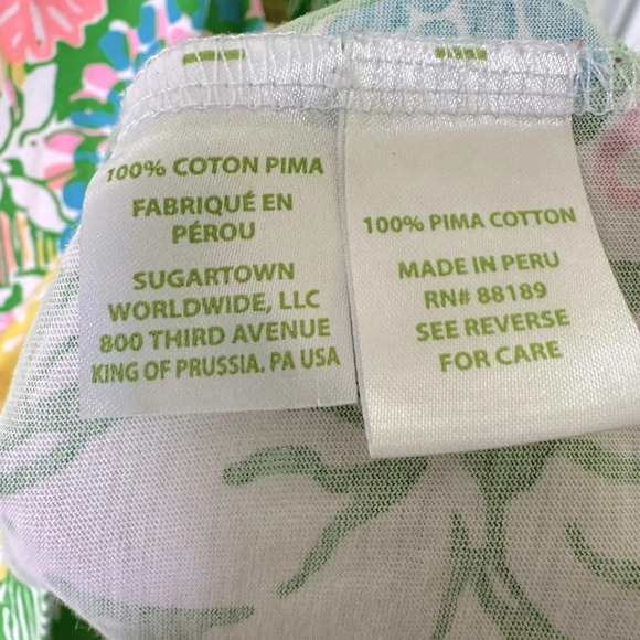 Lilly Pulitzer S Hibiscus Stroll Palmetto Dress. V-neck with 3/4 cuffed sleeve - Picture 9 of 10